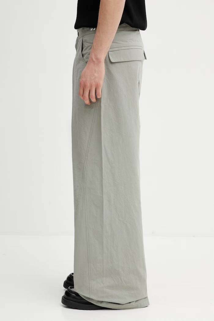 HELIOT EMIL nohavice wide leg pánske bavlnené SS26.M.10.232.LDG23 zelená SS26