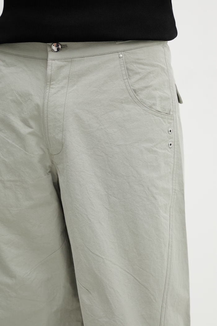 HELIOT EMIL nohavice wide leg pánske bavlnené zelená SS26.M.10.232.LDG23