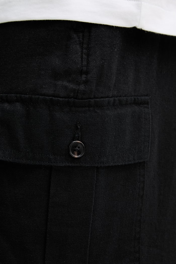 Calvin Klein Jeans spodnie cargo męskie z lnem czarny LV04RF611G