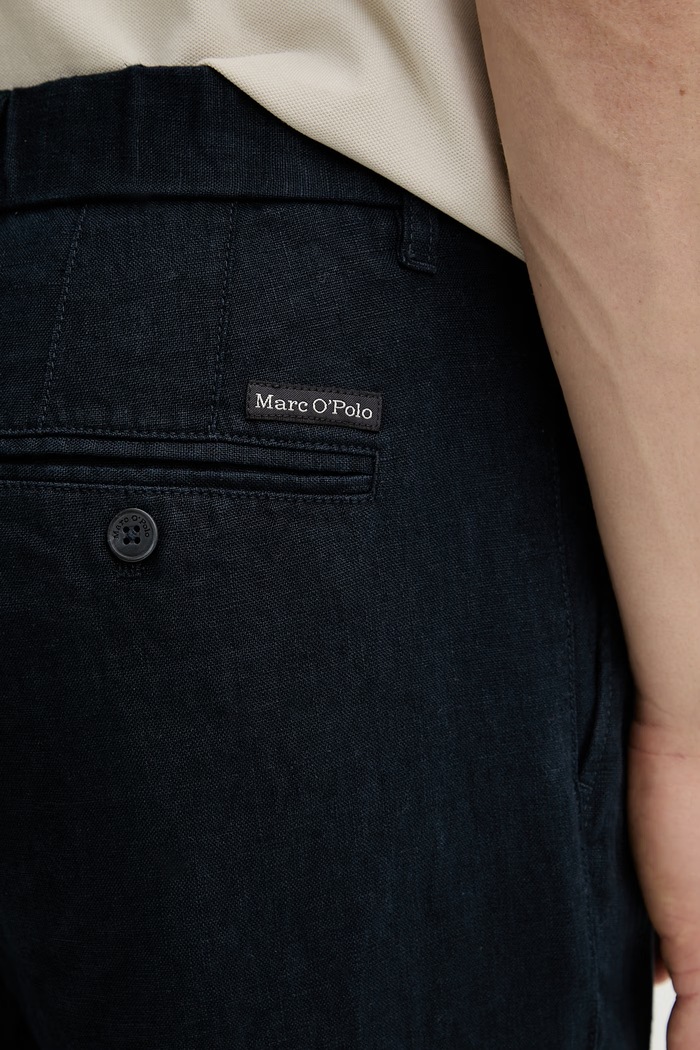Marc O'Polo Nohavice chinos pánske ľanové tmavomodrá 5000012834
