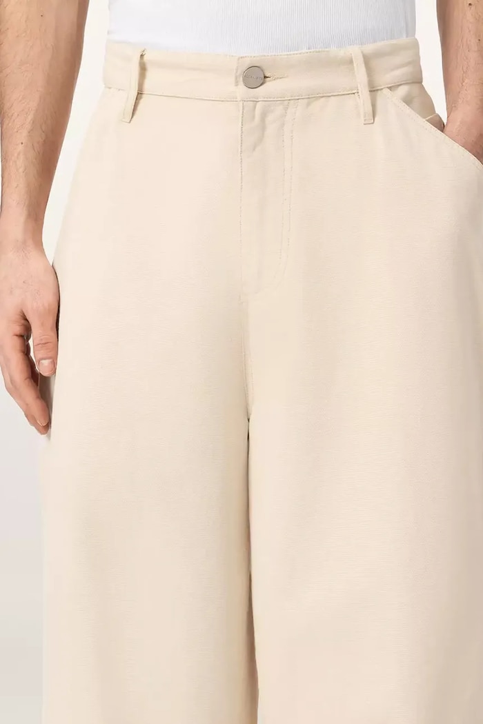 AllSaints nohavice wide leg pánske bavlnené JACKSON béžová M006TE