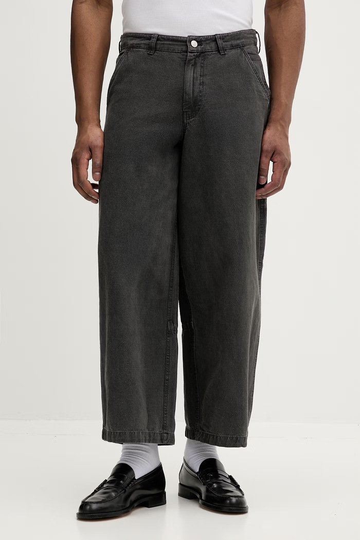 AllSaints штани wide leg чоловічі бавовняні JACKSON бавовна сірий M006TE