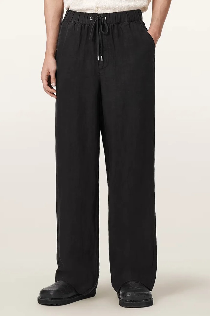 AllSaints pantaloni de bărbați de in SHARP negru M023TE