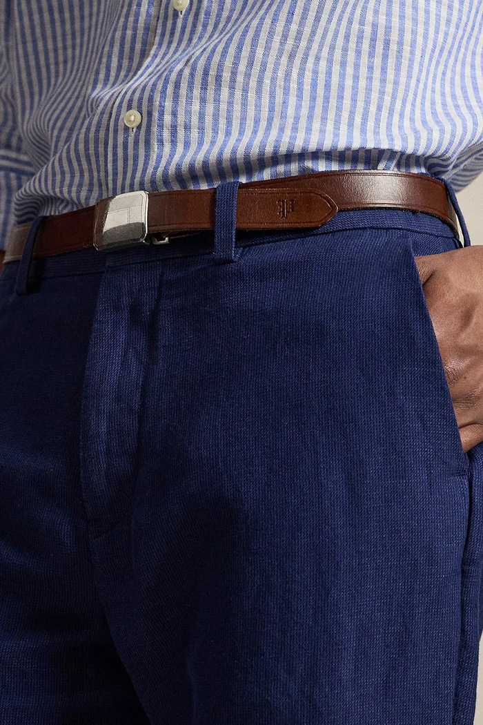 Polo Ralph Lauren spodnie męskie z lnem granatowy 710A13266