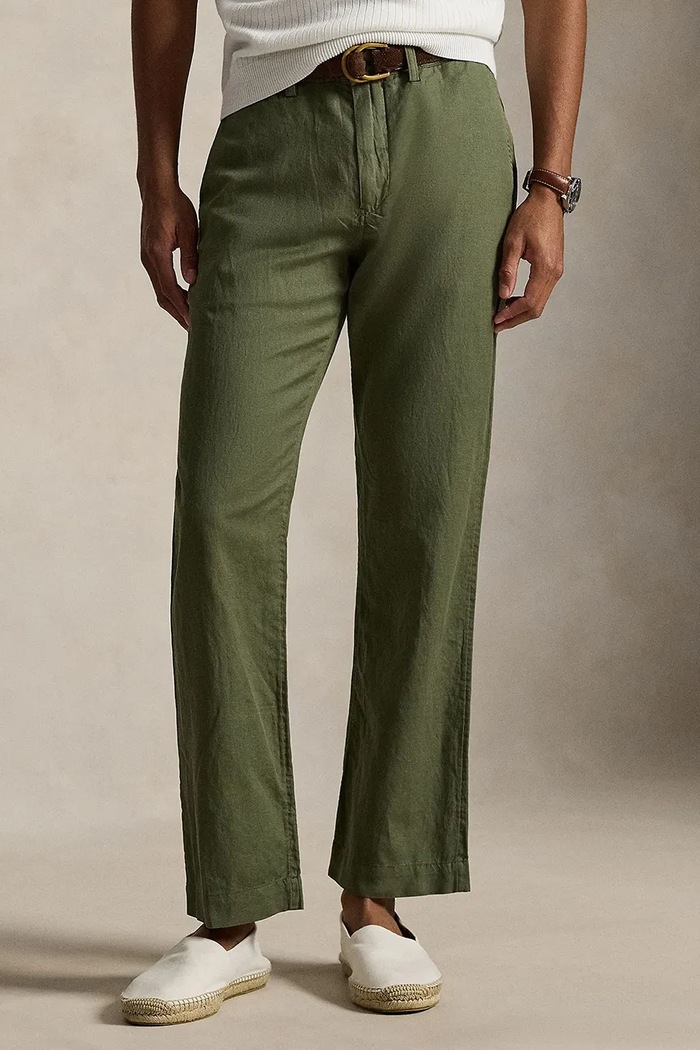 Polo Ralph Lauren nohavice pánske ľanové zelená 710A13235