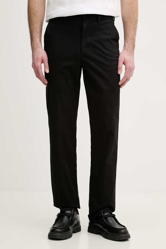 Tommy Hilfiger pantaloni chinos bărbați bumbac cu elastan negru MW0MW42906