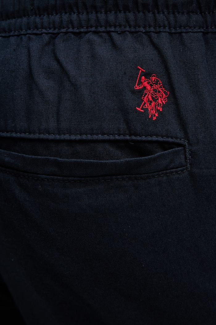 Nohavice s prímesou ľanu U.S. Polo Assn. LINEN BLEND DRAWSTRING tmavomodrá MUP4694
