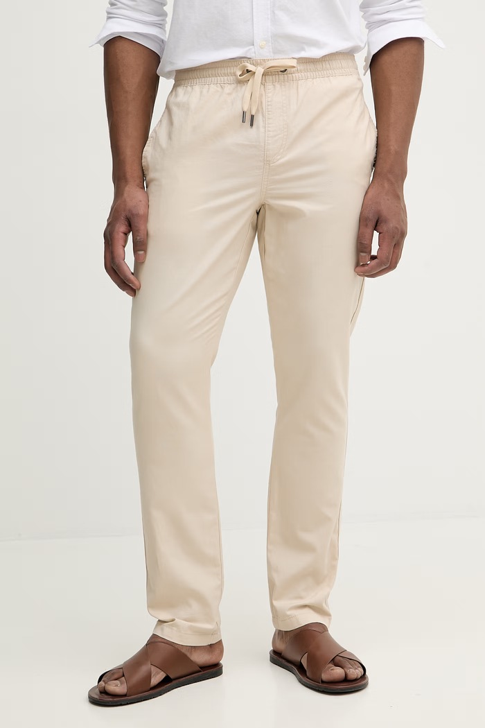 Nohavice s prímesou ľanu U.S. Polo Assn. LINEN BLEND DRAWSTRING chinos béžová MUP4694