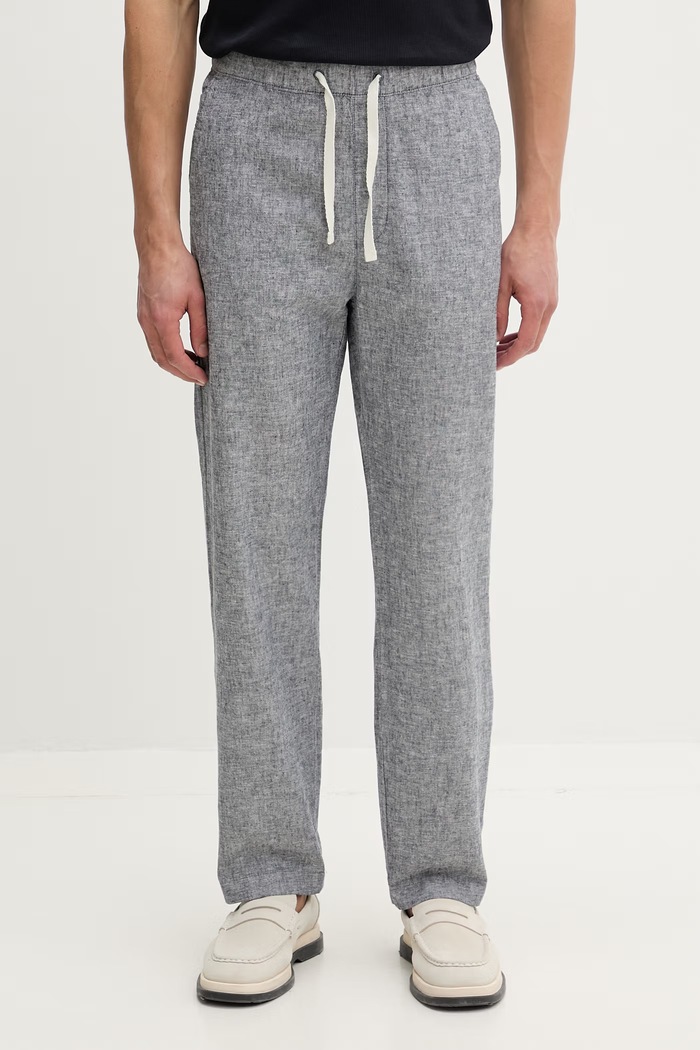 Tommy Jeans spodnie męskie z lnem granatowy DM0DM22820