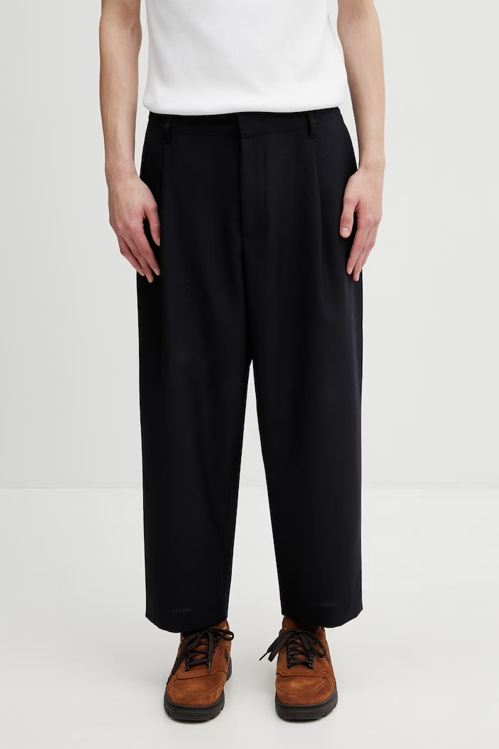 Maison Kitsuné pantaloni da uomo blu navy QM01105WT3031