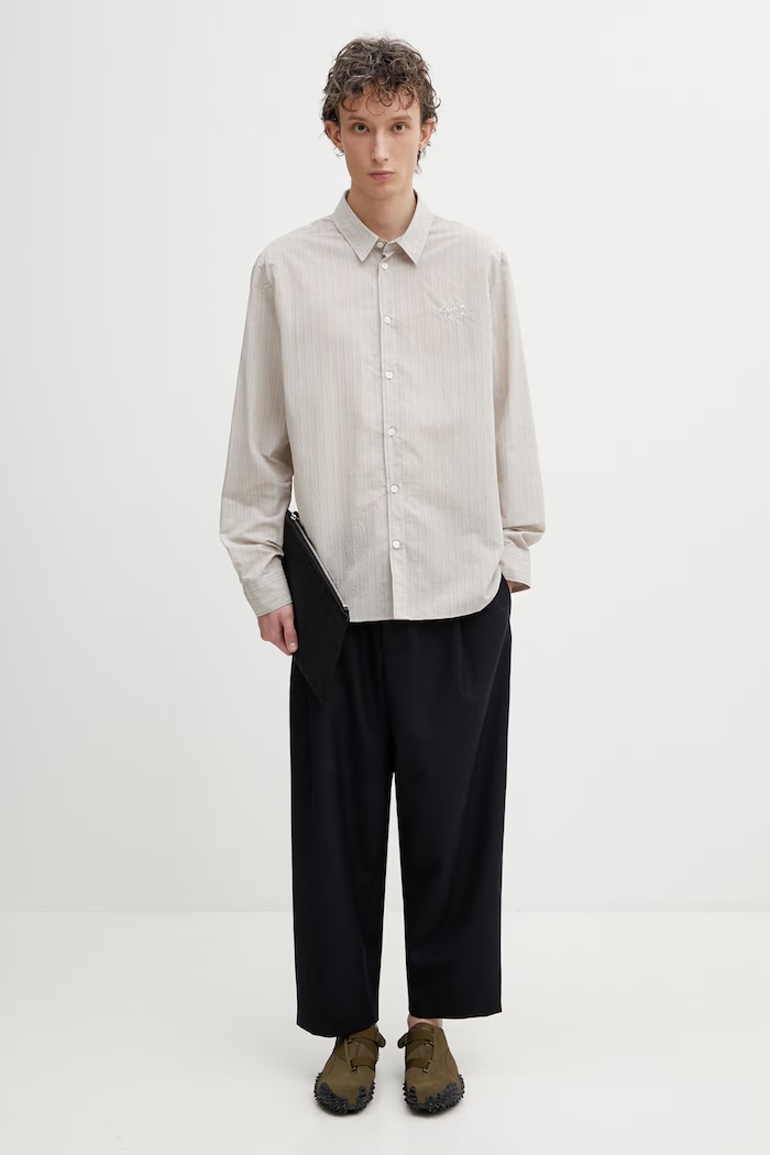 Maison Kitsuné pantaloni da uomo QM01105WT3031 blu navy