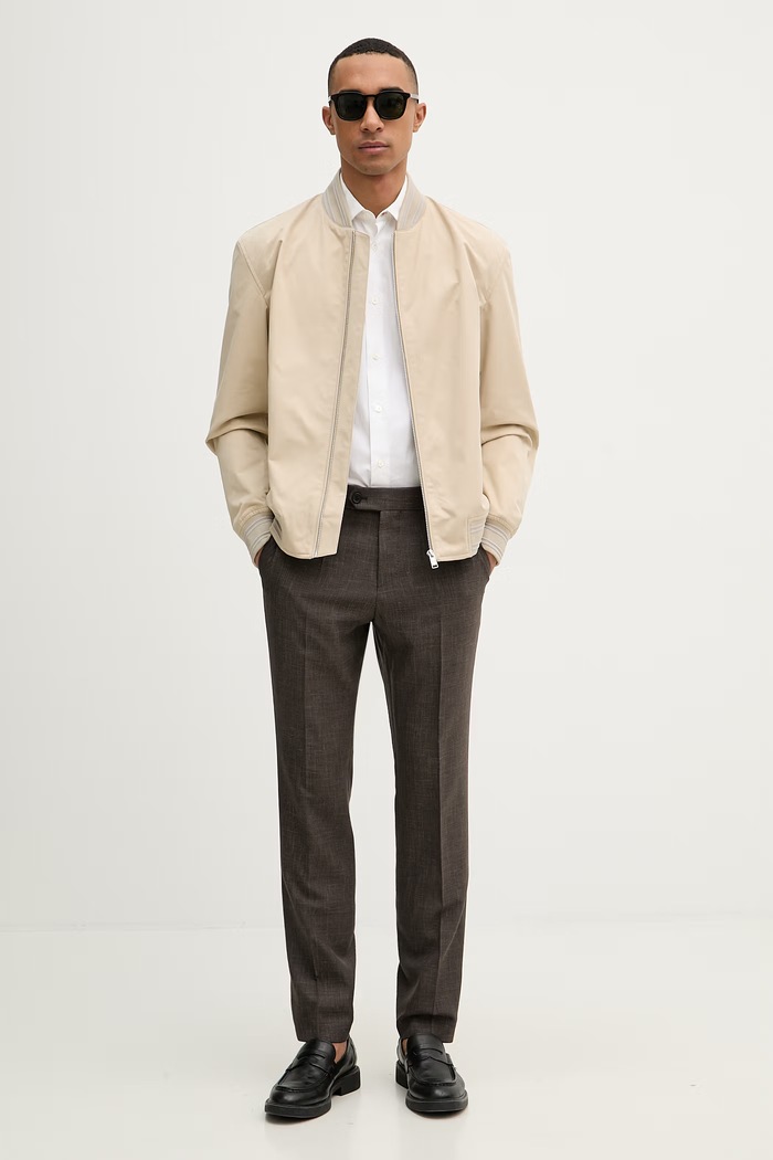 BOSS pantaloni pentru bărbați, cu lână BOSS X DAVID BECKHAM 50563826 maro SS26