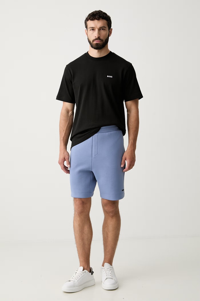 BOSS Green teplákové šortky pánske s bavlnou 50558970 modrá SS26
