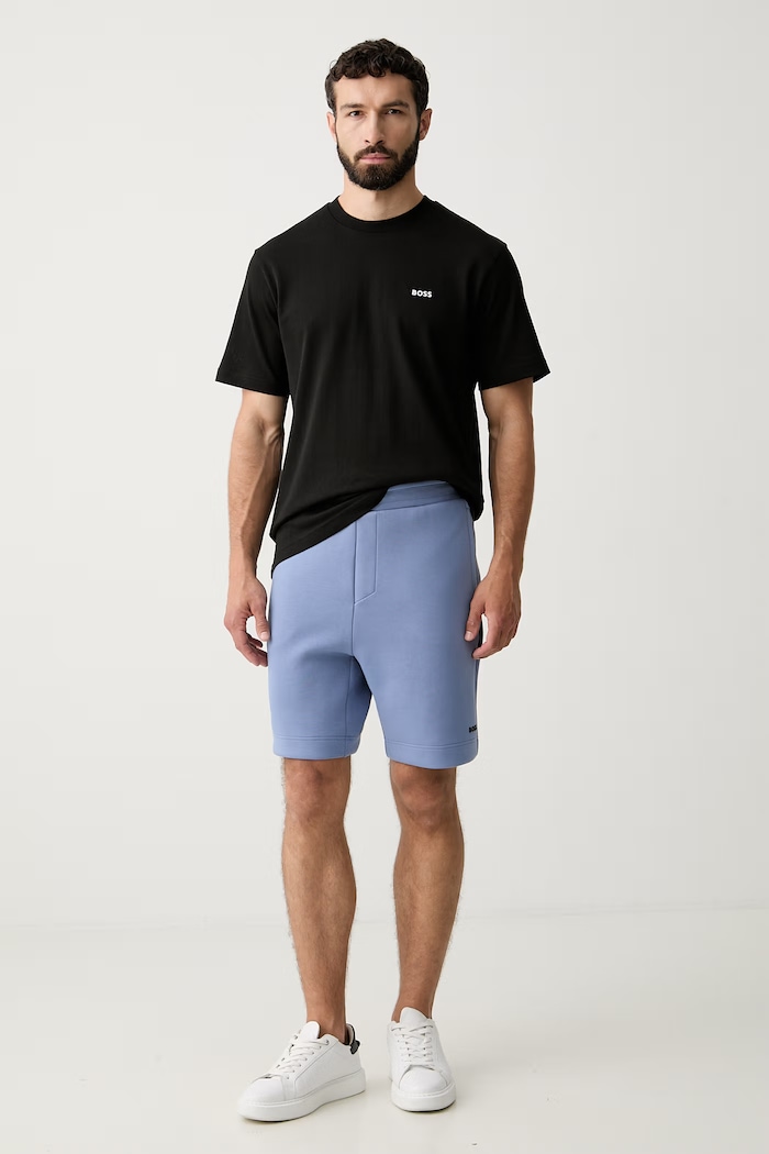 BOSS Green teplákové šortky pánske s bavlnou 50558970 modrá SS26