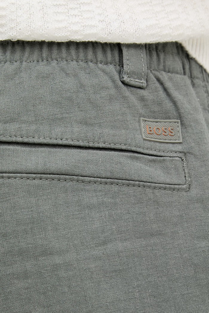 BOSS Orange spodnie męskie z lnem szary 50559595