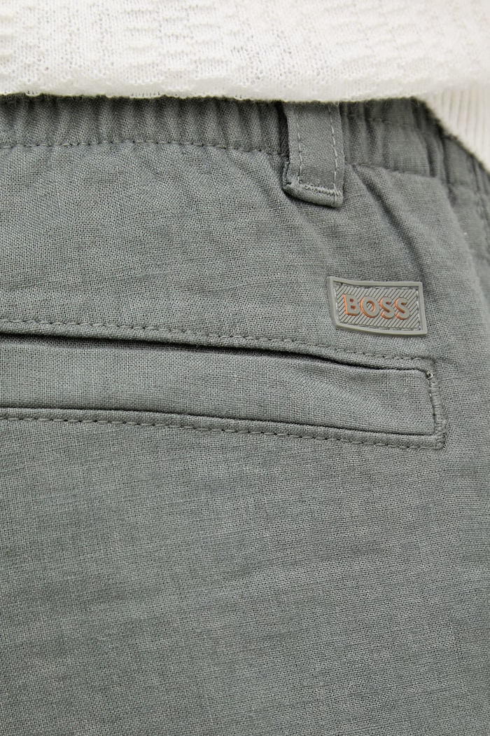 BOSS Orange spodnie męskie z lnem szary 50559595