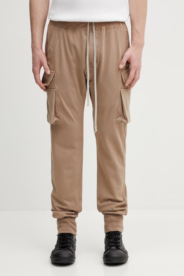 Hlače Rick Owens DRKSHDW Mastodon Cut s elastinom bež DU01F4386.RIG
