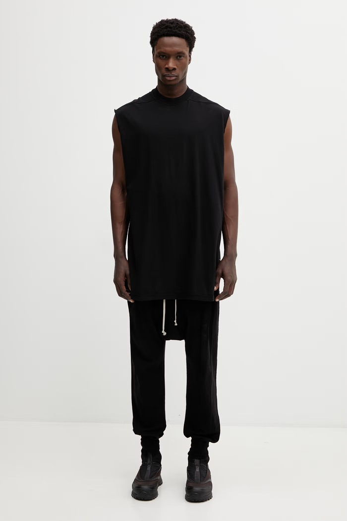 Rick Owens DRKSHDW Prisoner Drawstring спортивные штаны из хлопка для мужчин чёрный DU01F4395.RN