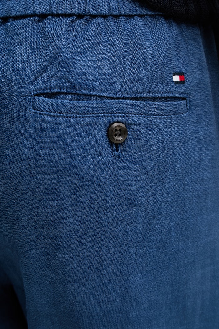 Tommy Hilfiger nohavice pánske s prímesou ľanu tmavomodrá MW0MW42336