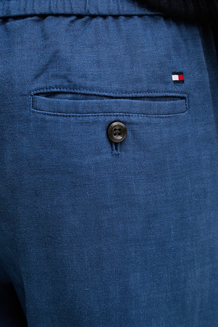 Tommy Hilfiger nohavice pánske s prímesou ľanu tmavomodrá MW0MW42336