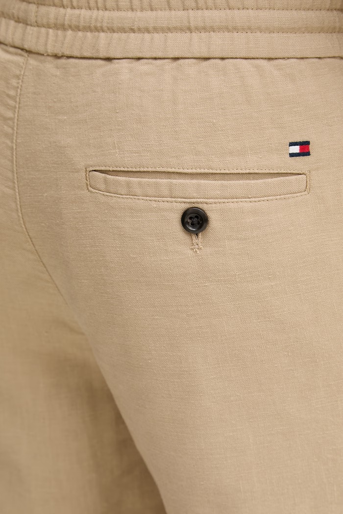 Tommy Hilfiger nohavice pánske s prímesou ľanu béžová MW0MW42336