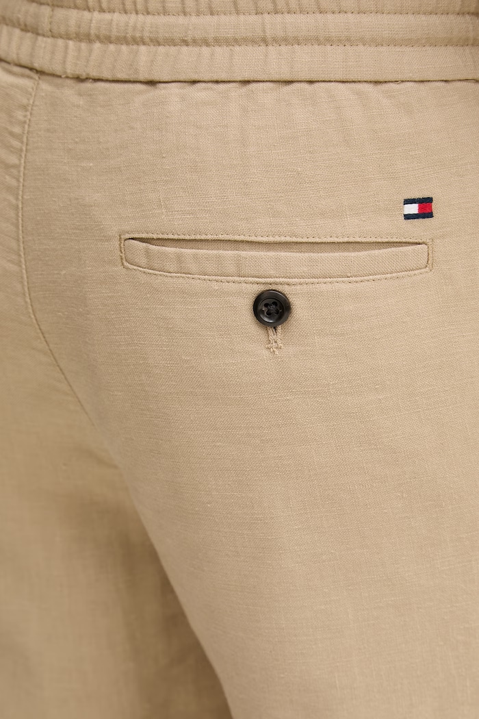 Tommy Hilfiger nohavice pánske s prímesou ľanu béžová MW0MW42336