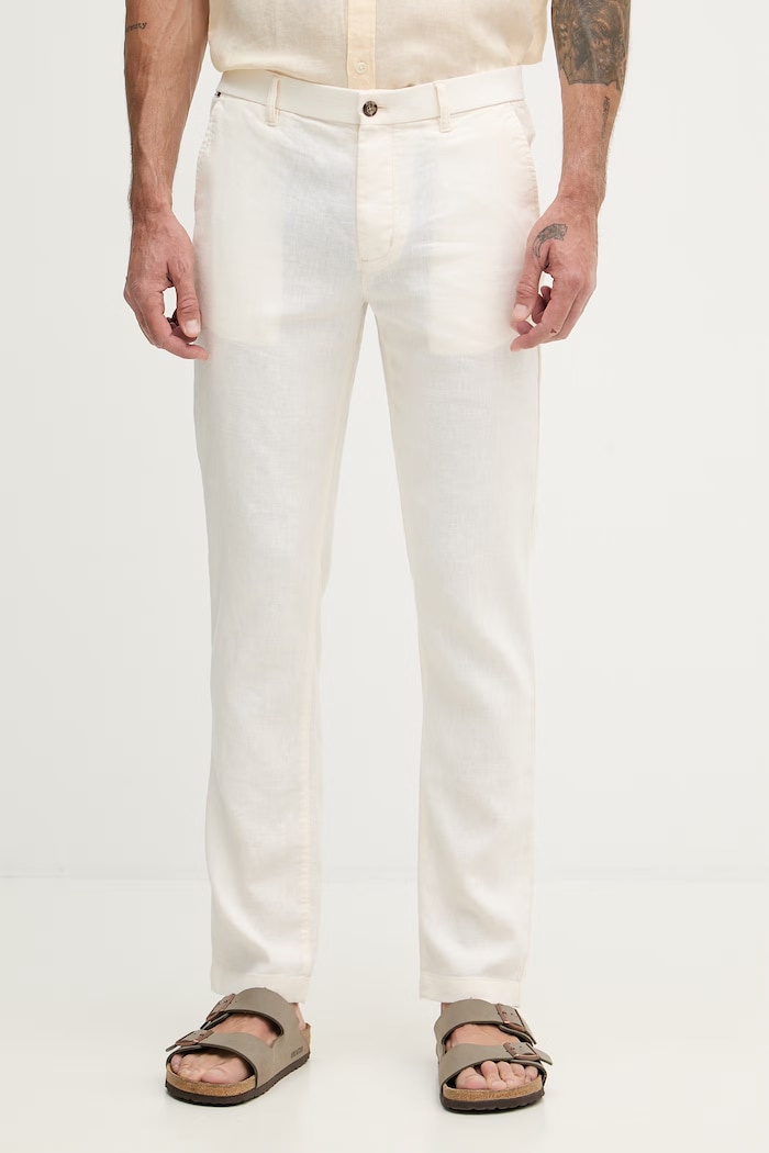 Tommy Hilfiger Παντελόνι Ανδρικό με λινό μπεζ MW0MW42337