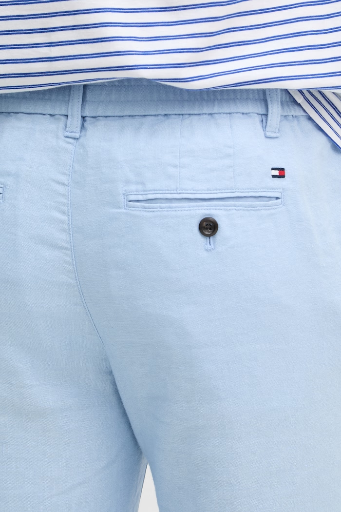 Tommy Hilfiger nohavice pánske s ľanom modrá MW0MW42337