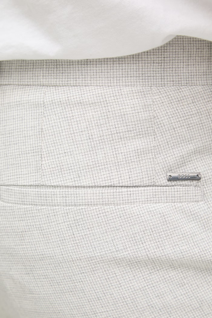 BOSS nohavice slim fit pánske s prímesou ľanu Genius sivá 50561874
