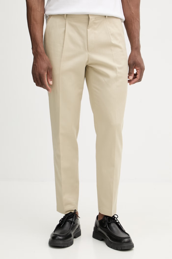 BOSS pantaloni con lino Perin chinos verde 50567905