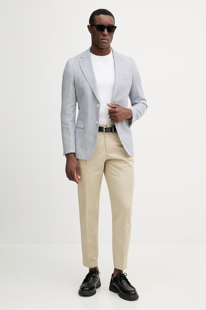BOSS pantaloni con lino Perin 50567905 verde SS26