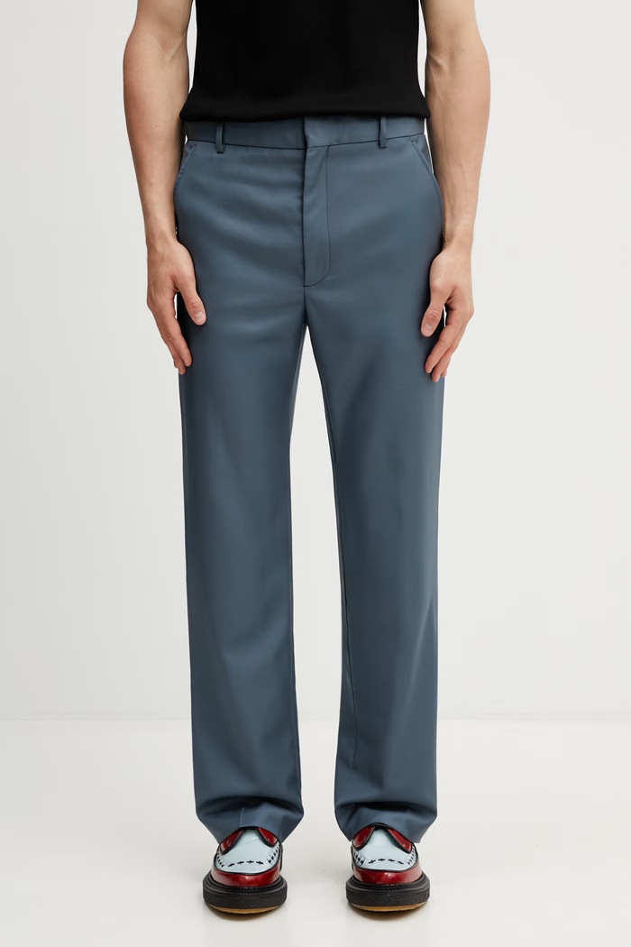 Kenzo Tailored Pants pantaloni da abito in lana da uomo grigio FG55PA2199TV