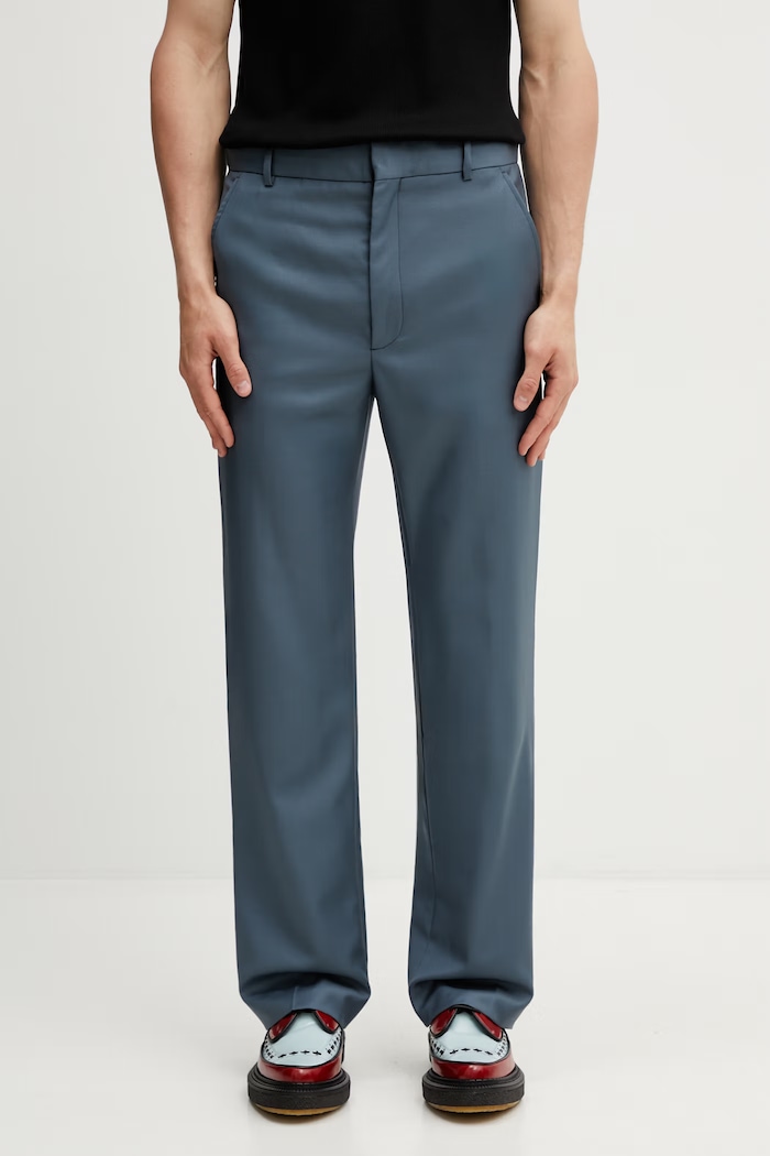 Kenzo Tailored Pants pantaloni da abito in lana da uomo grigio FG55PA2199TV