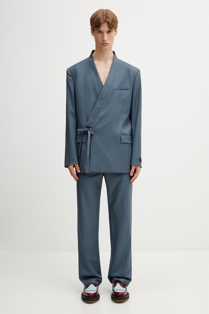 Kenzo Tailored Pants pantaloni da abito in lana da uomo FG55PA2199TV grigio