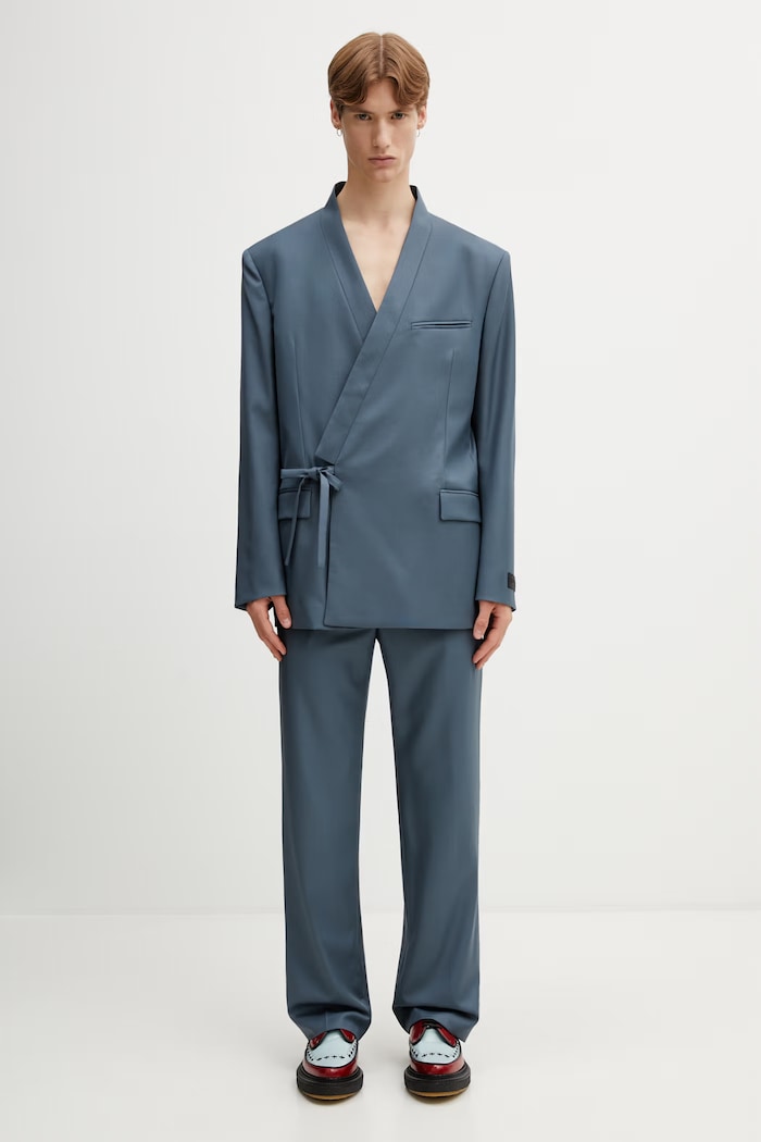 Kenzo Tailored Pants pantaloni da abito in lana da uomo FG55PA2199TV grigio