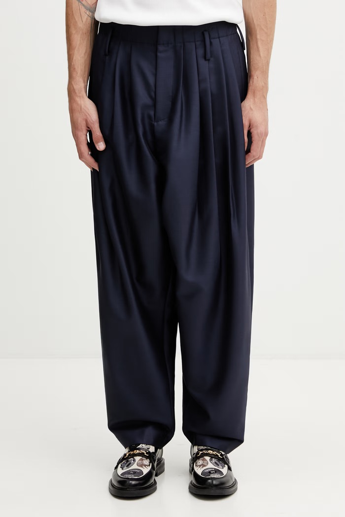 Kenzo Tailored Pants pantaloni cu lână pentru bărbați bleumarin FG55PA3849FA