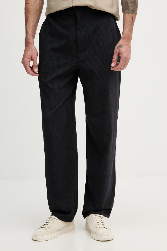 Armani Exchange pantaloni straight pentru bărbați, cu lyocell bleumarin XM002094.AF22363