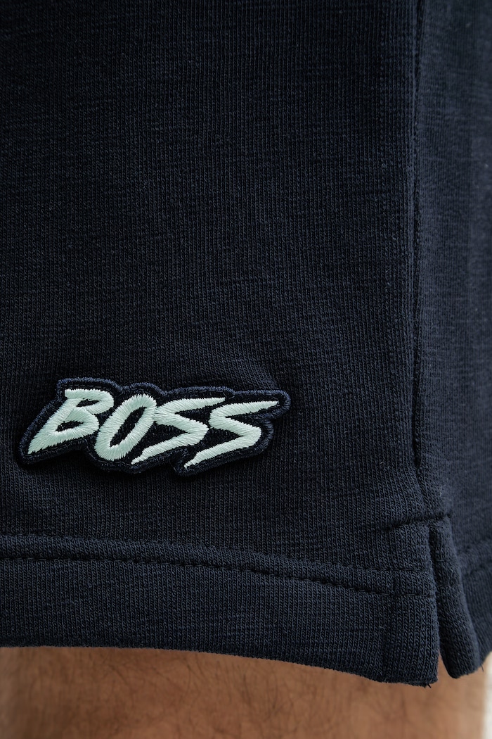 BOSS Orange teplákové šortky pánske s bavlnou tmavomodrá 50559260