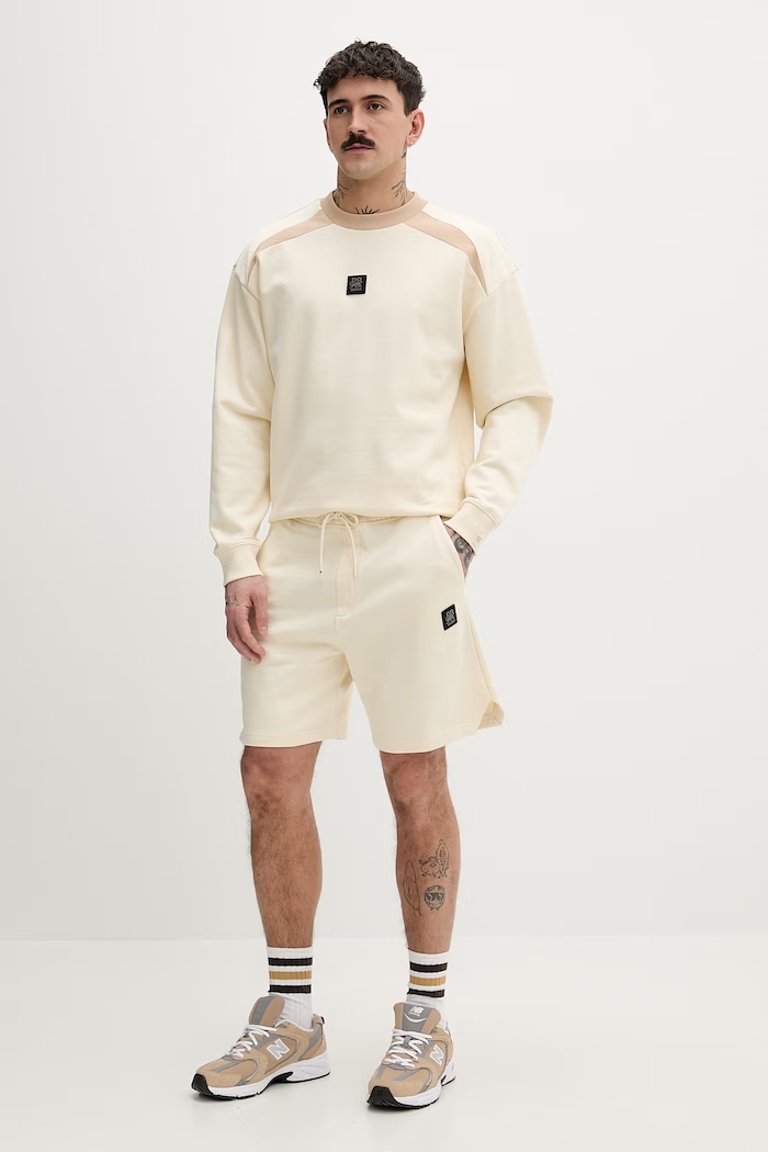 HUGO Спортен къс панталон мъжки памучен Despen_RB 50559712 бежов SS26