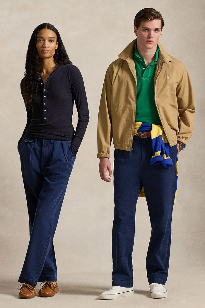 Памучен панталон Polo Ralph Lauren TWILL-WHITMAN тъмносин 710850209020