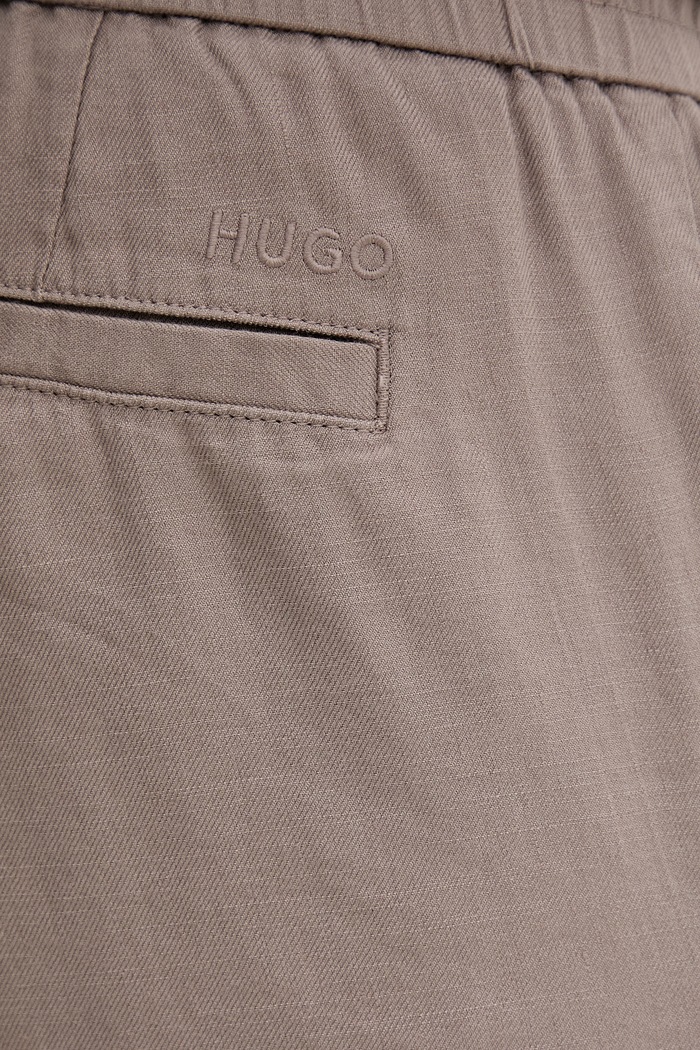 HUGO spodnie straight męskie z lnem Cino262FW beżowy 50562791