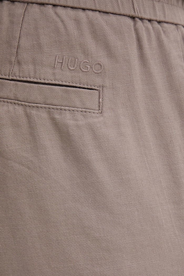 HUGO spodnie straight męskie z lnem Cino262FW beżowy 50562791