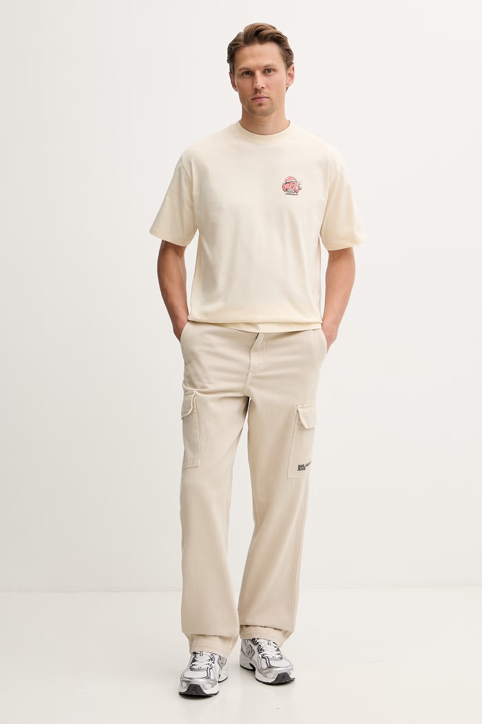 Karl Lagerfeld Jeans παντελόνι cargo ανδρικό βαμβακερό B2M10056 μπεζ SS26