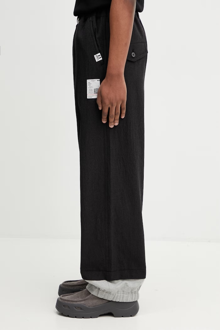 Maison MIHARA YASUHIRO pantaloni de lână pentru bărbați J16PT132 negru SS26