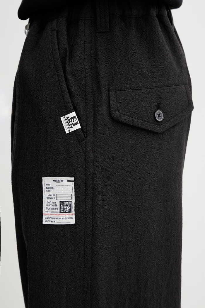 Maison MIHARA YASUHIRO pantaloni de lână pentru bărbați J16PT132 negru