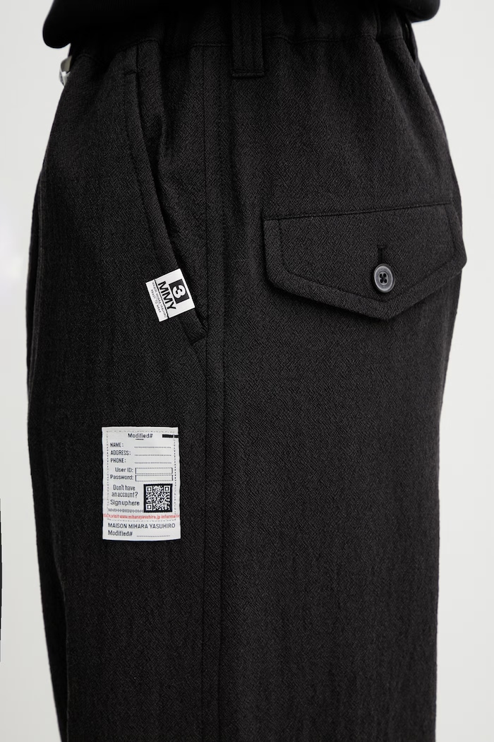 Maison MIHARA YASUHIRO pantaloni de lână pentru bărbați J16PT132 negru