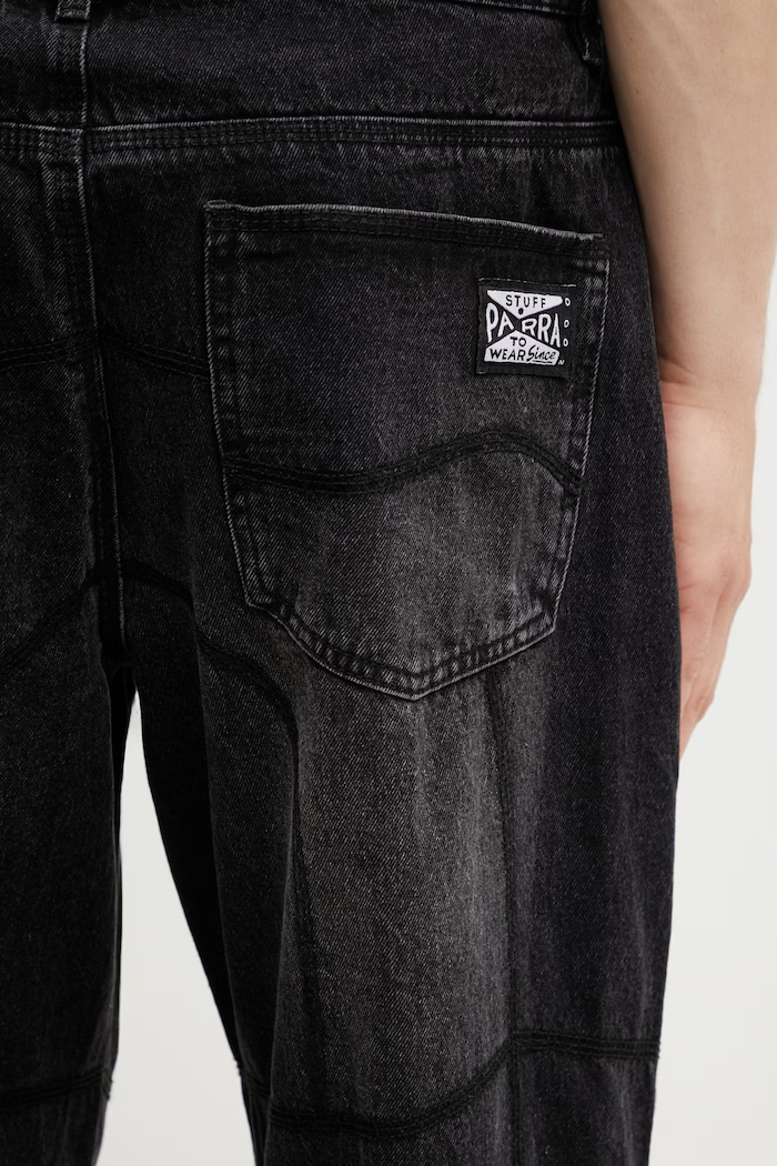 By Parra Moto Stitcher jeansy relaxed fit męskie czarny 55180