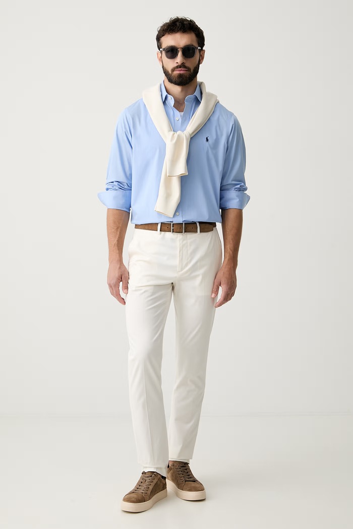 Tommy Hilfiger pantaloni straight pentru bărbați, cu lyocell NEW YORK MW0MW40783 bej SS26