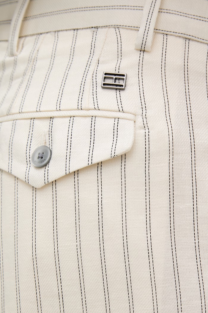 Tommy Hilfiger spodnie straight męskie z lnem NEW YORK beżowy MW0MW42709