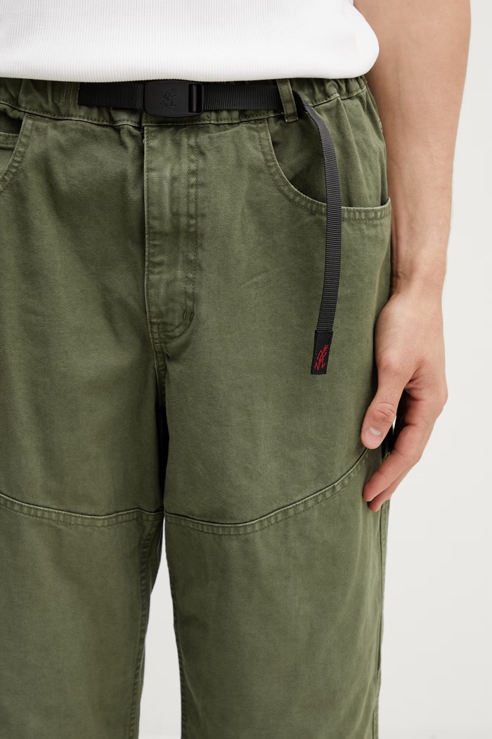 Gramicci TAOS CANVAS PANT pantaloni wide leg de bumbac pentru bărbați verde G6SM.P008.